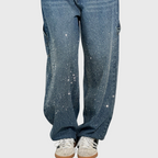 Rhinestone Scatter Cargo Pocket Baggy Wide Leg Jean
