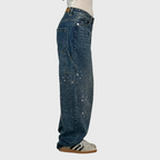 Rhinestone Scatter Cargo Pocket Baggy Wide Leg Jean