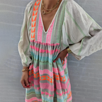 Geometric Print Boho V-Neck Flowy Casual Maxi Dress