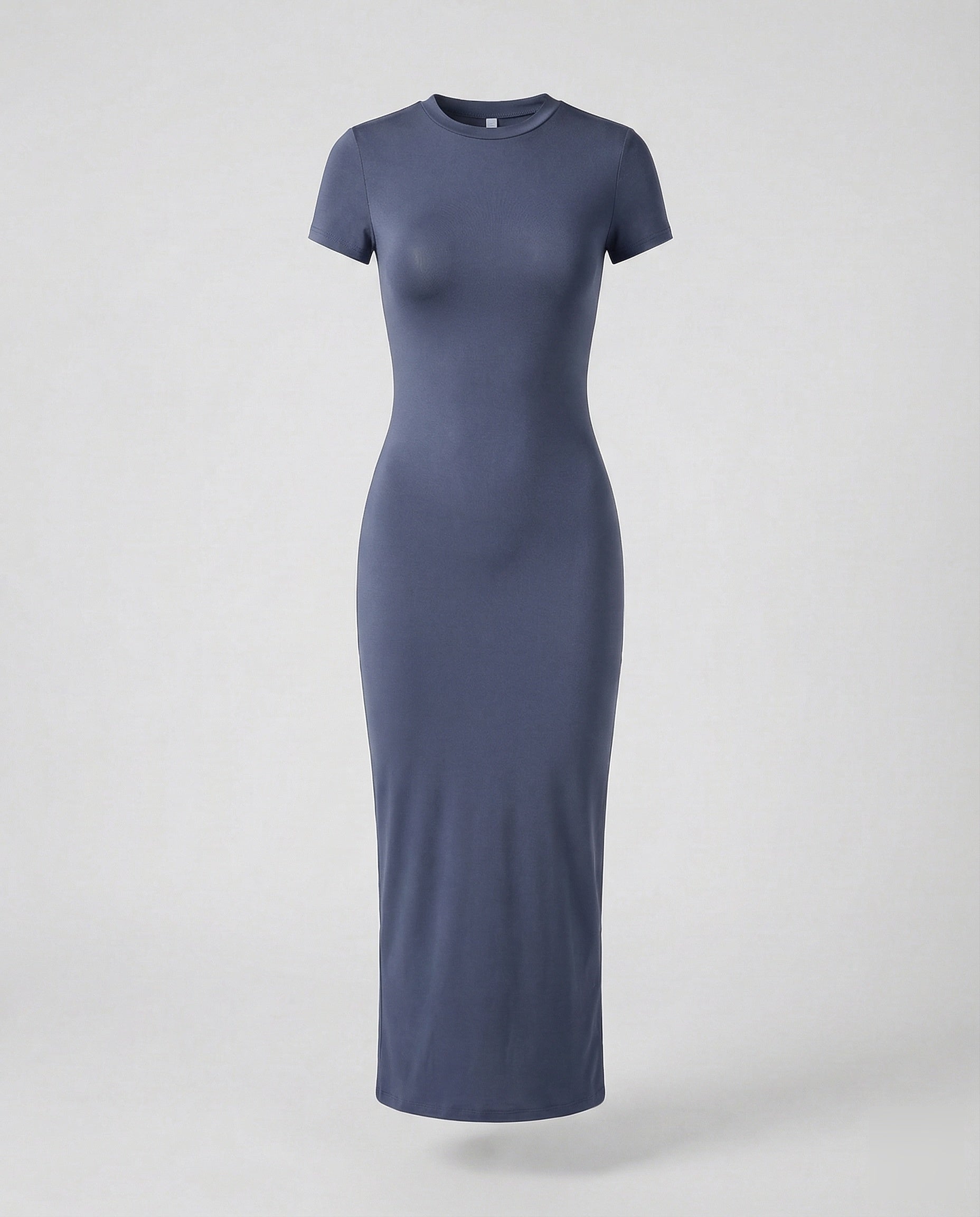 Crew Neck Short Sleeve Fitted Bodycon Maxi Dress