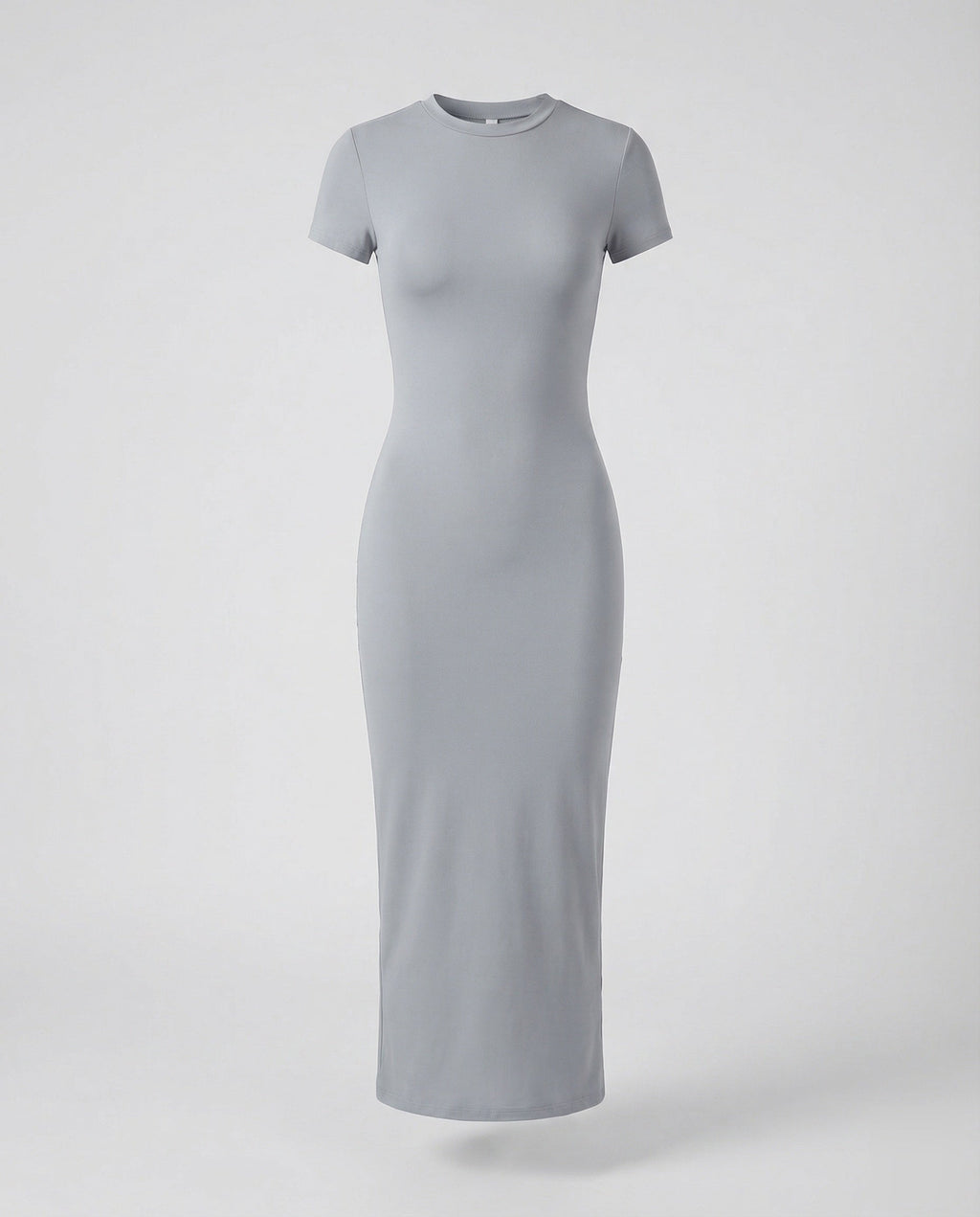 Crew Neck Short Sleeve Fitted Bodycon Maxi Dress