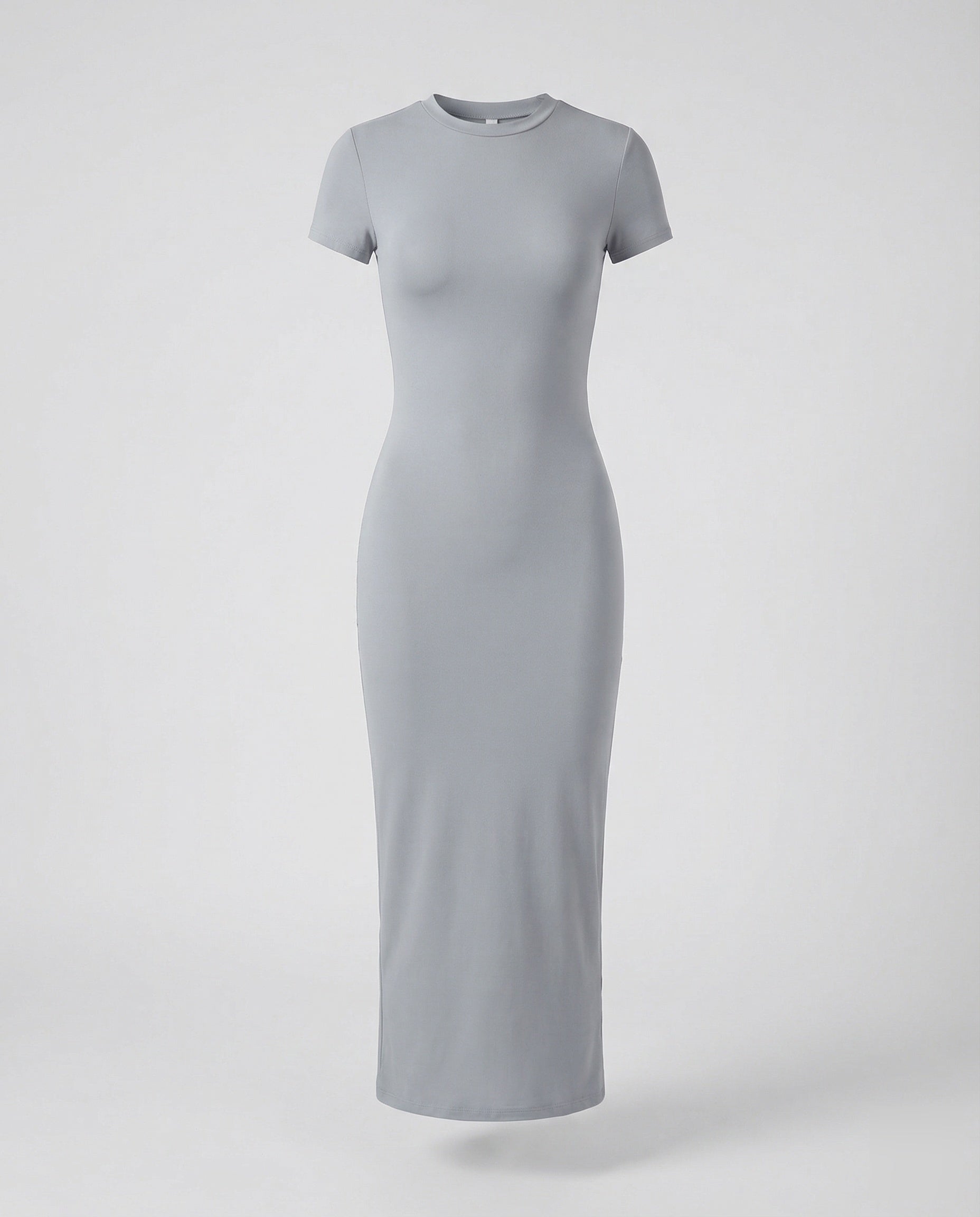 Crew Neck Short Sleeve Fitted Bodycon Maxi Dress