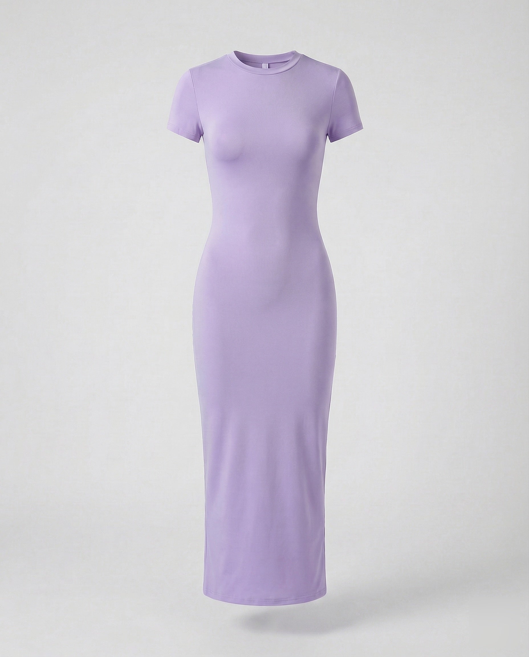Crew Neck Short Sleeve Fitted Bodycon Maxi Dress