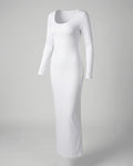 Scoop Neck Long Sleeve Fitted Bodycon Jersey Maxi Dress