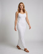 Scoop Neck Sleeveless Fitted Jersey Cotton Bodycon Maxi Dress