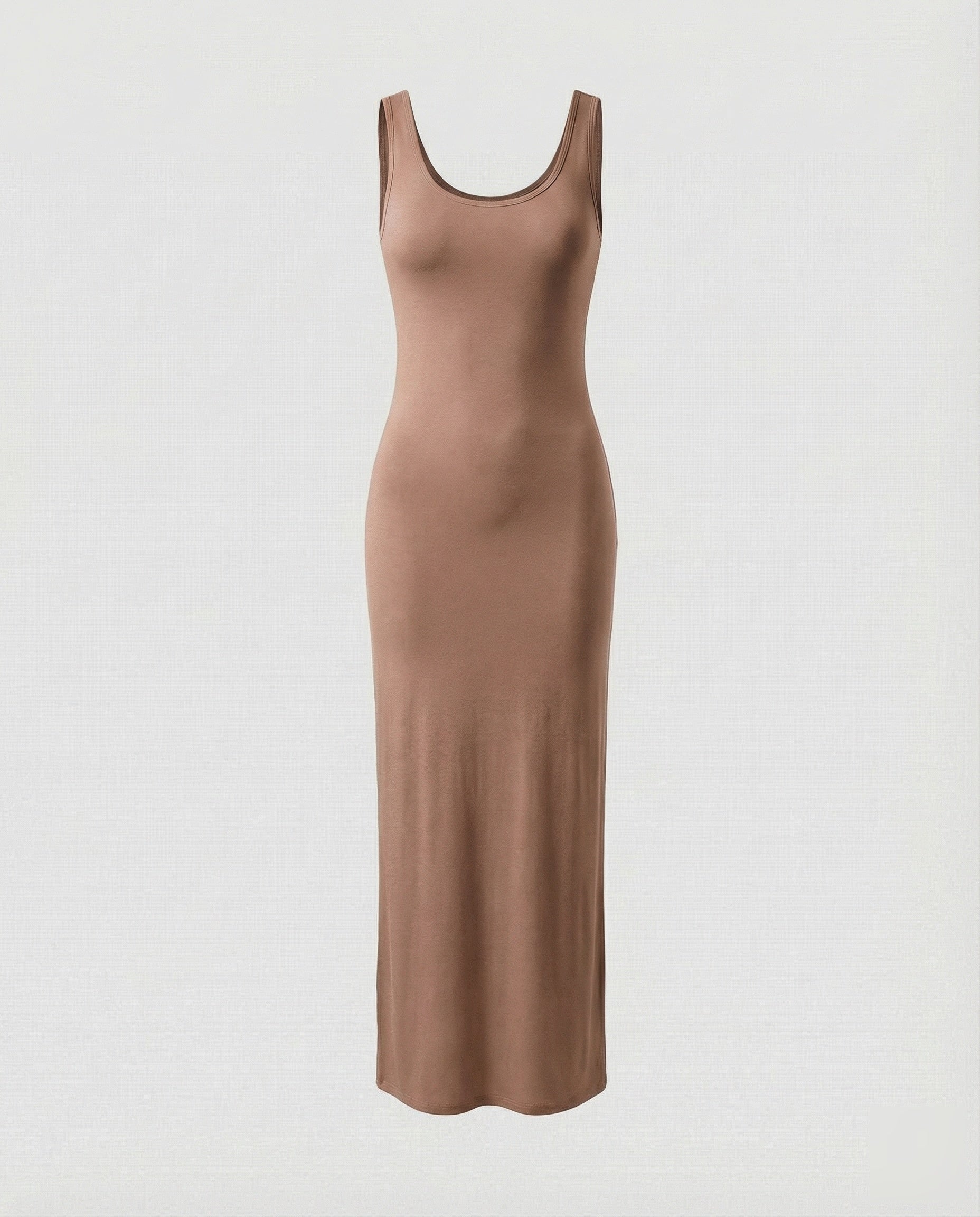 Scoop Neck Sleeveless Fitted Jersey Cotton Bodycon Maxi Dress