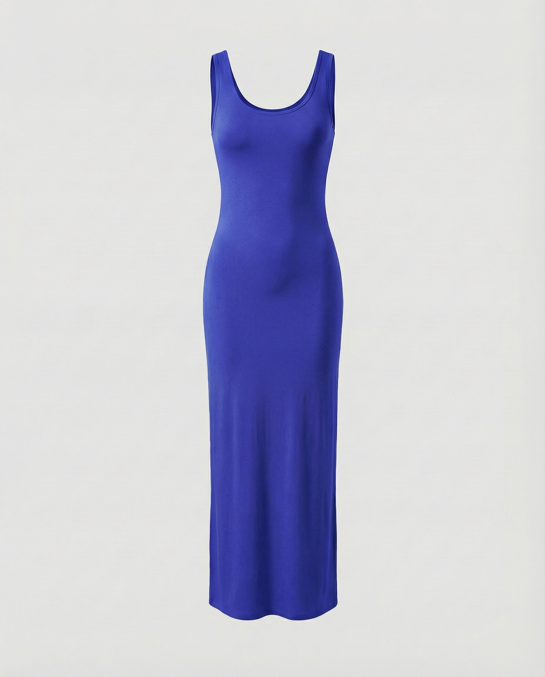 Scoop Neck Sleeveless Fitted Jersey Cotton Bodycon Maxi Dress