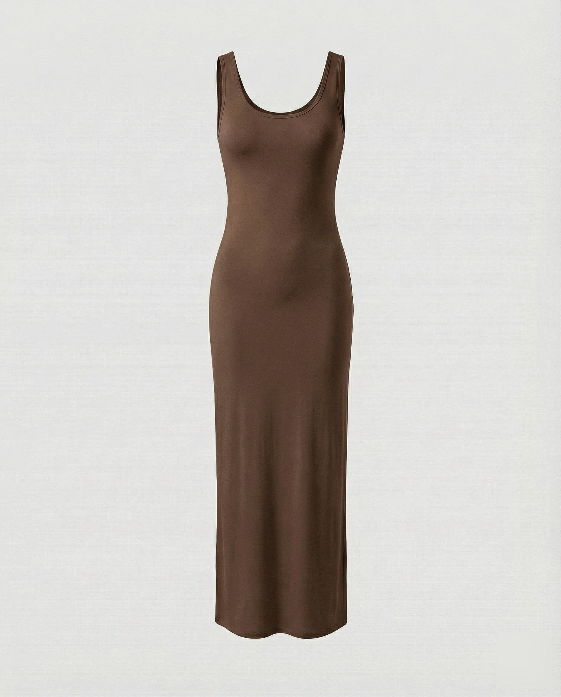Scoop Neck Sleeveless Fitted Jersey Cotton Bodycon Maxi Dress