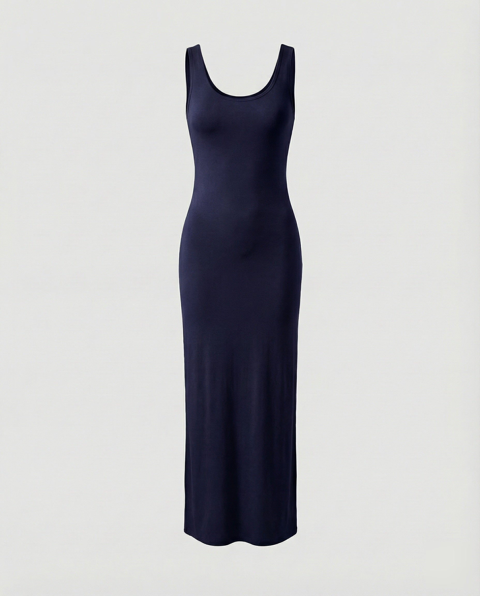 Scoop Neck Sleeveless Fitted Jersey Cotton Bodycon Maxi Dress