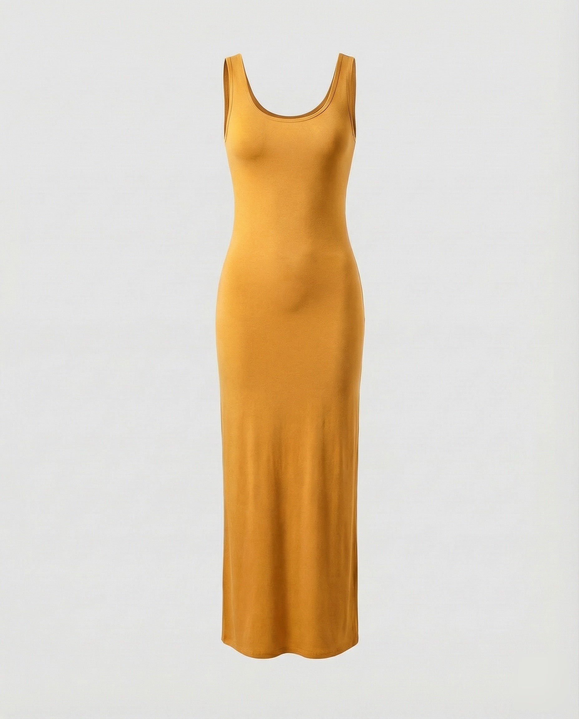 Scoop Neck Sleeveless Fitted Jersey Cotton Bodycon Maxi Dress