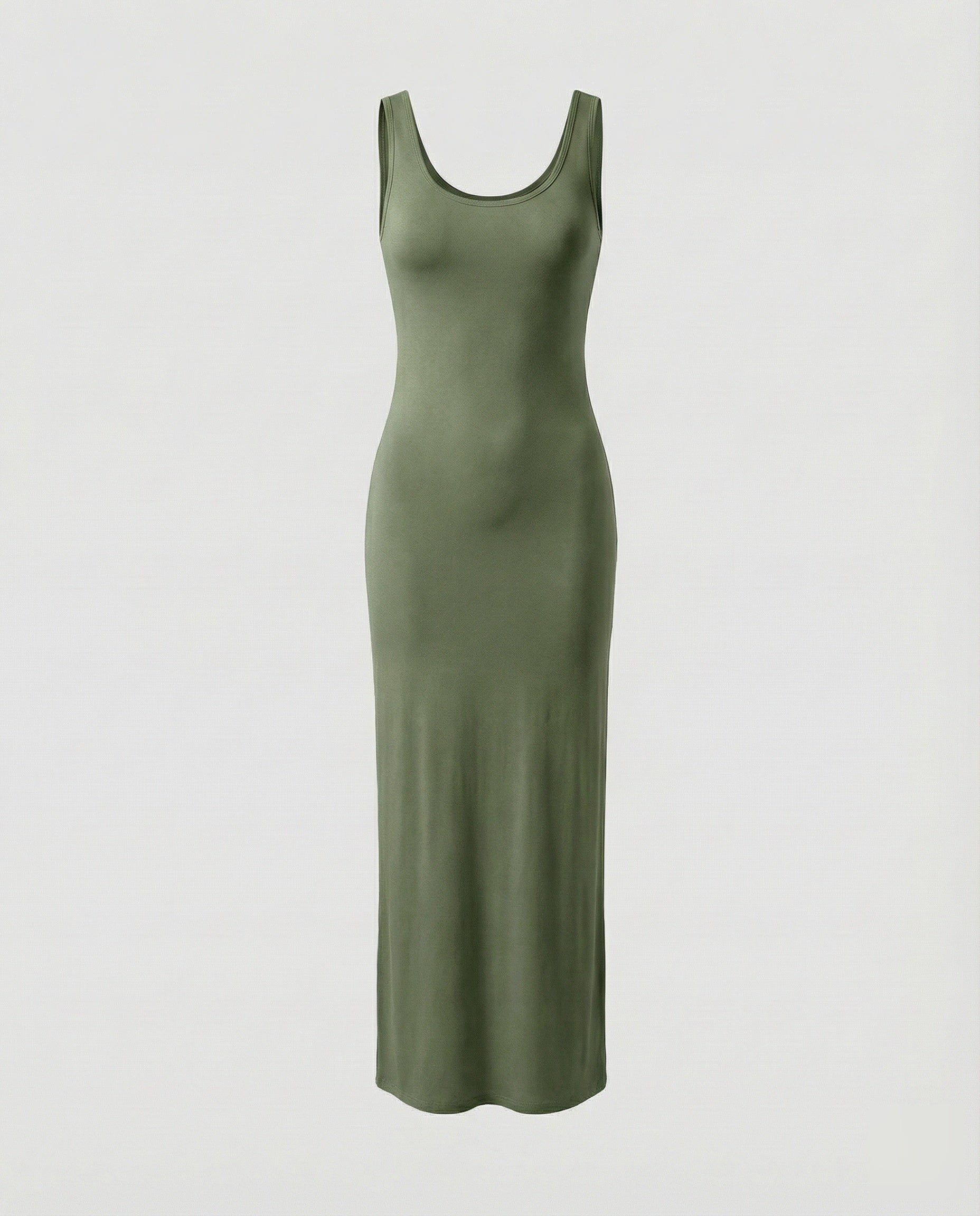 Scoop Neck Sleeveless Fitted Jersey Cotton Bodycon Maxi Dress