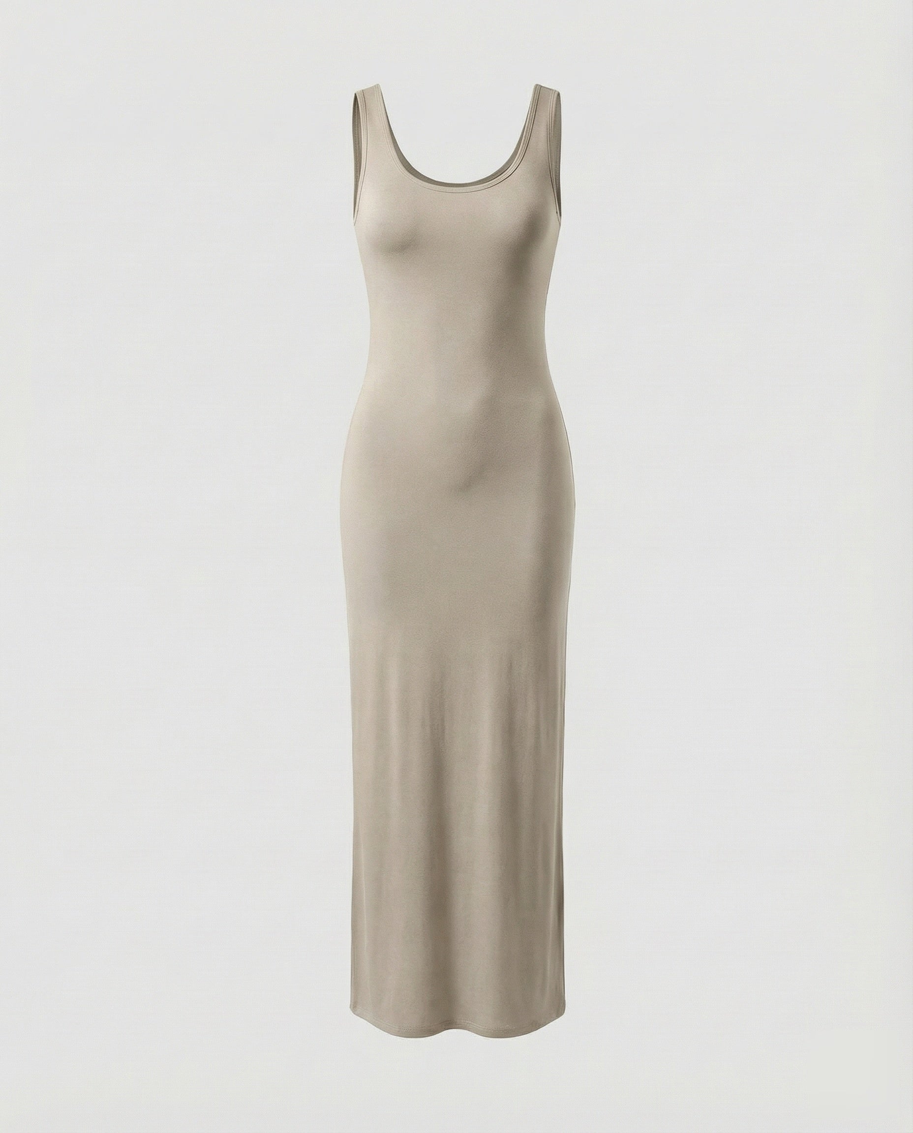Scoop Neck Sleeveless Fitted Jersey Cotton Bodycon Maxi Dress