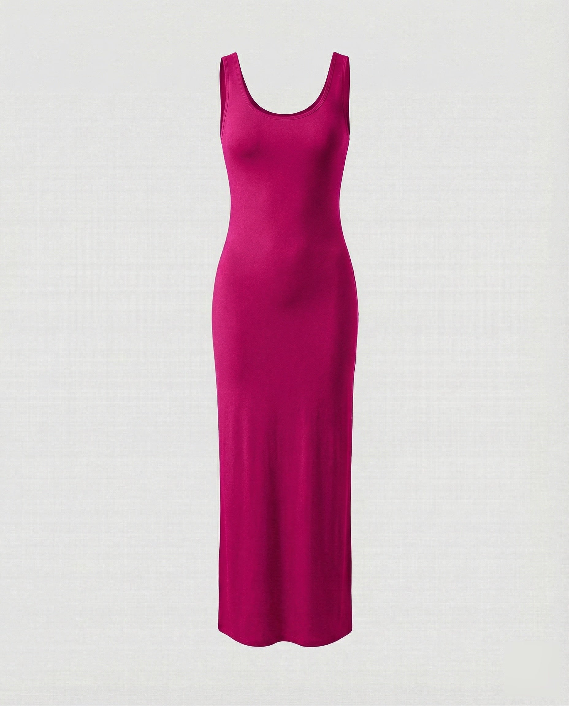 Scoop Neck Sleeveless Fitted Jersey Cotton Bodycon Maxi Dress