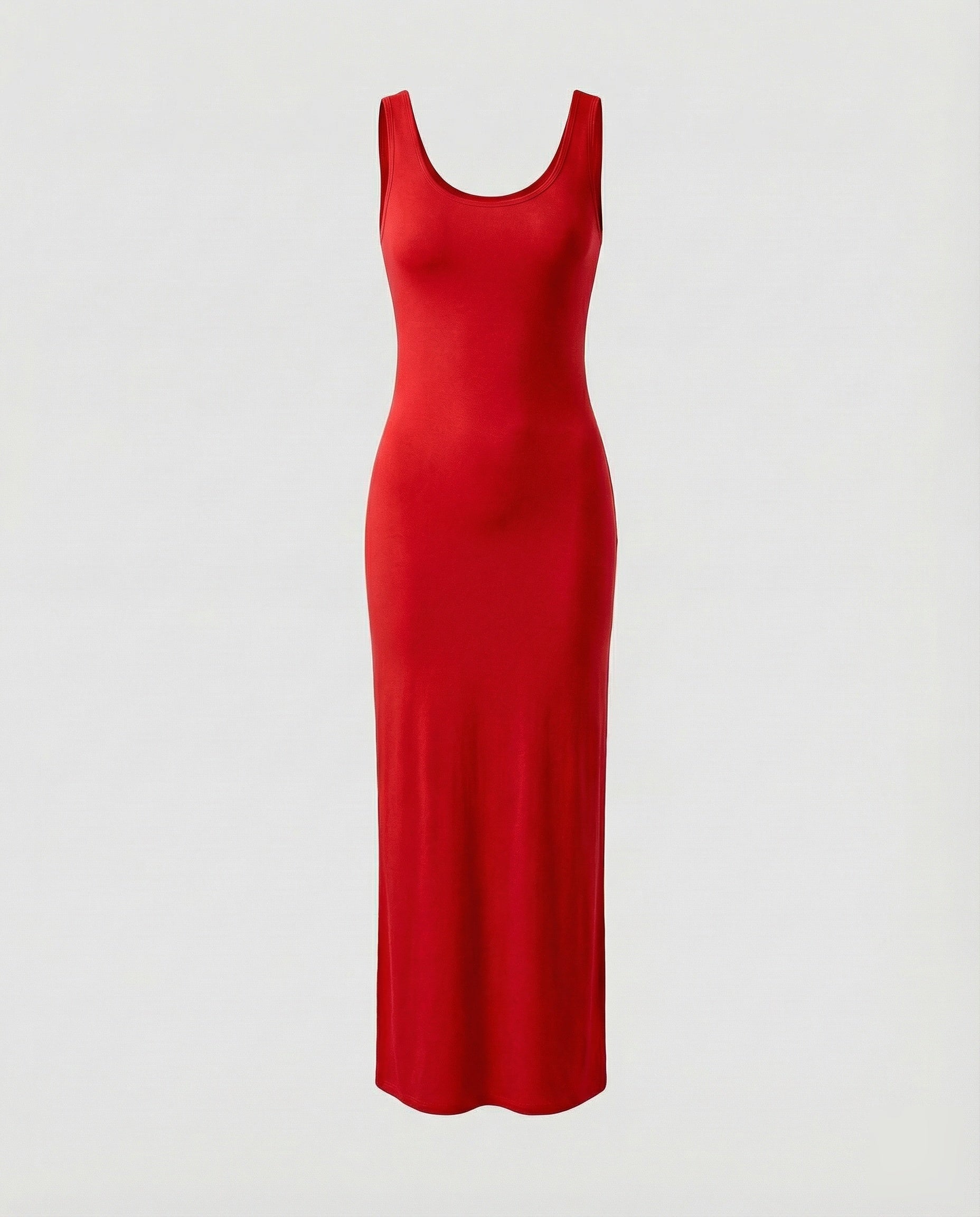 Scoop Neck Sleeveless Fitted Jersey Cotton Bodycon Maxi Dress
