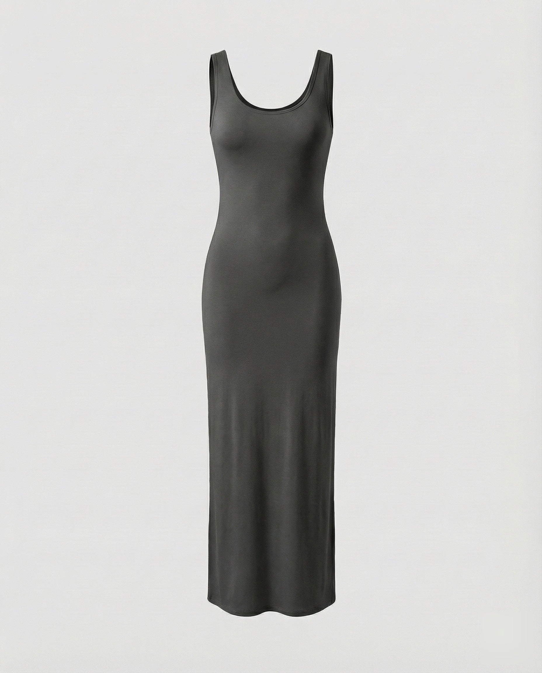 Scoop Neck Sleeveless Fitted Jersey Cotton Bodycon Maxi Dress