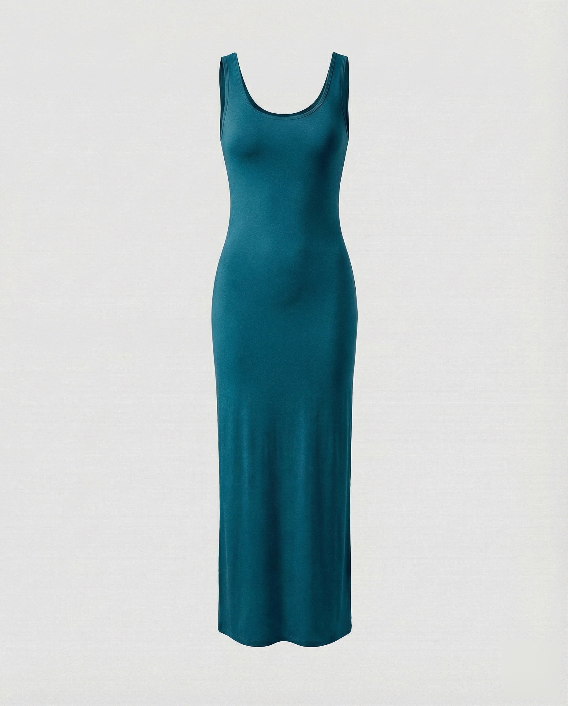 Scoop Neck Sleeveless Fitted Jersey Cotton Bodycon Maxi Dress