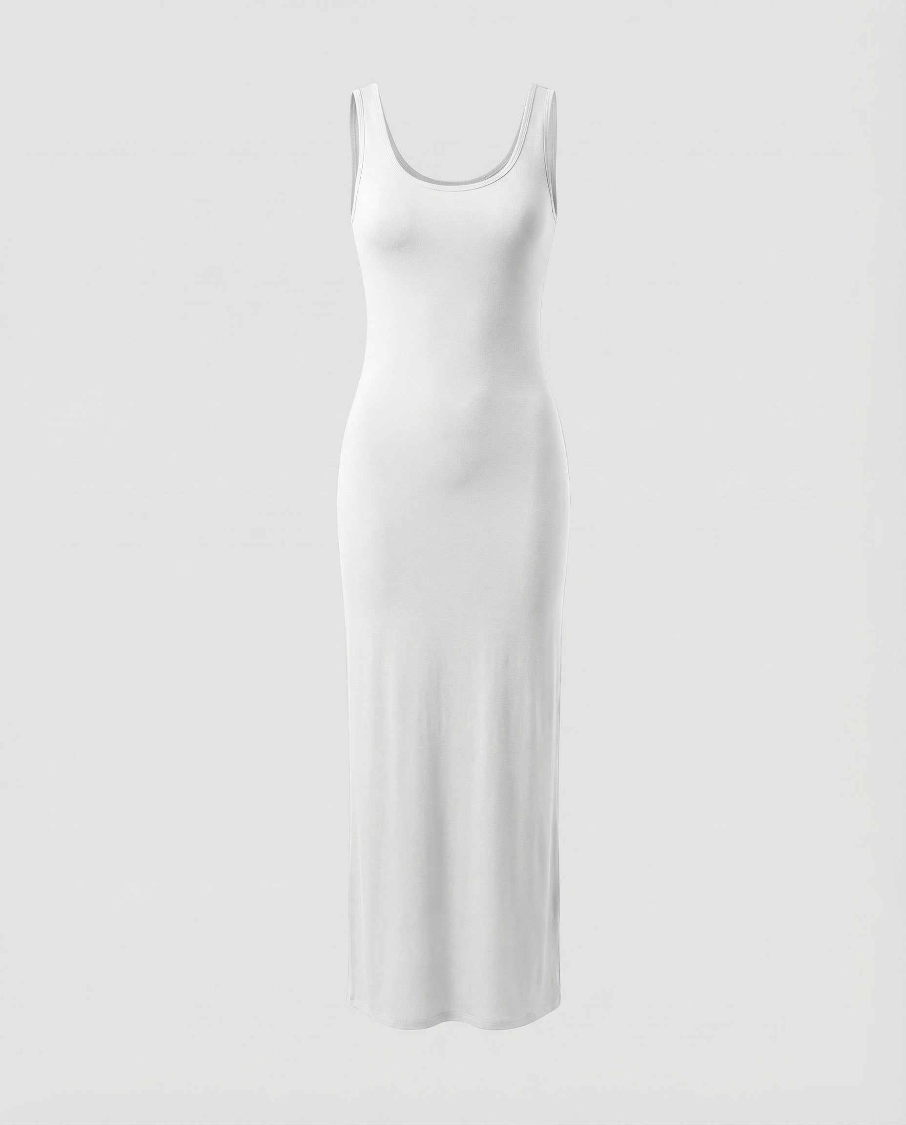Scoop Neck Sleeveless Fitted Jersey Cotton Bodycon Maxi Dress