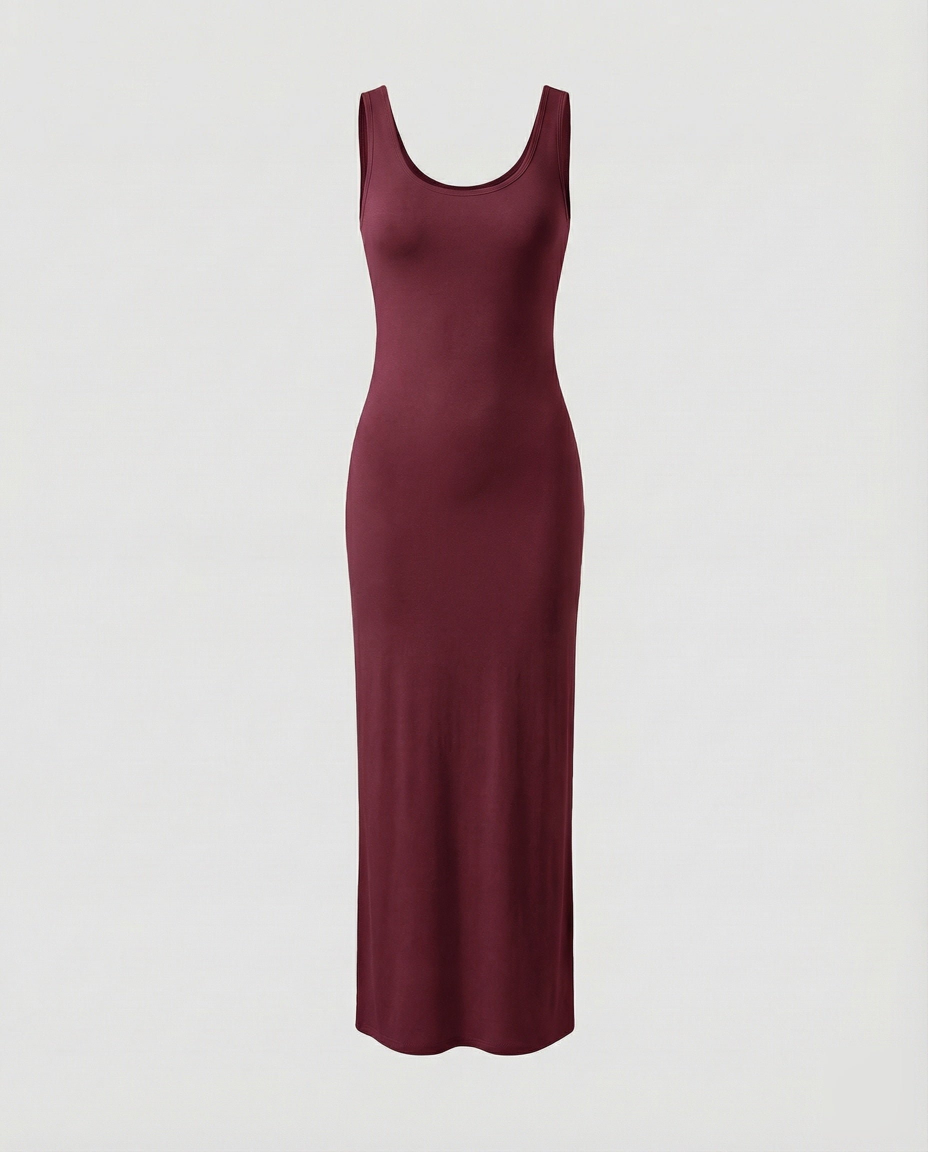 Scoop Neck Sleeveless Fitted Jersey Cotton Bodycon Maxi Dress