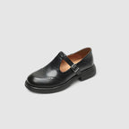 Brogue Detail T-Bar Buckle Vintage Leather Mary Jane Flat