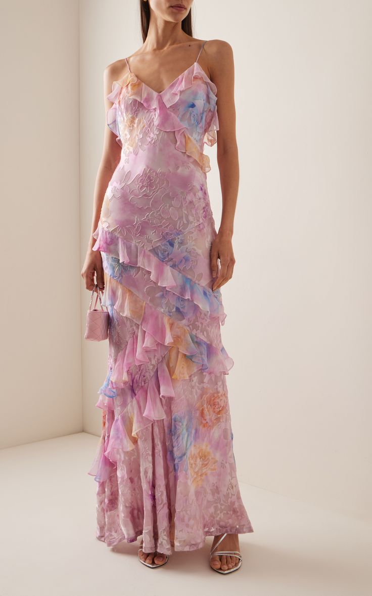 Floral Ruffle Tiered Strappy Maxi Dress - Wedding Guest