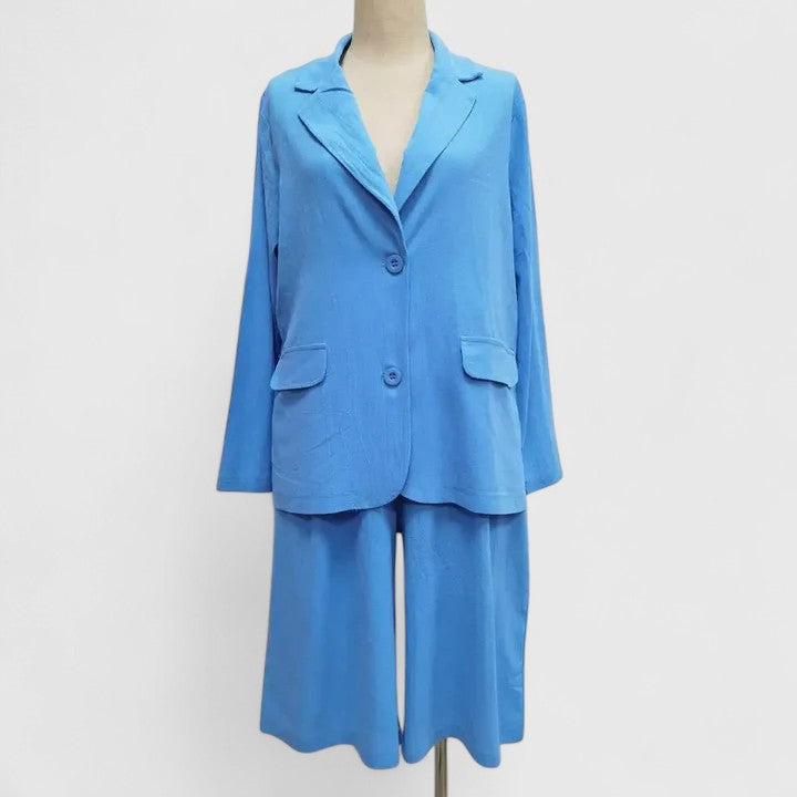 Linen Blazer Bermuda Short Three Piece Suit Set