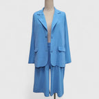 Linen Blazer Bermuda Short Three Piece Suit Set