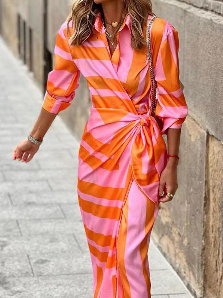 Printed Wrap Summer Dress