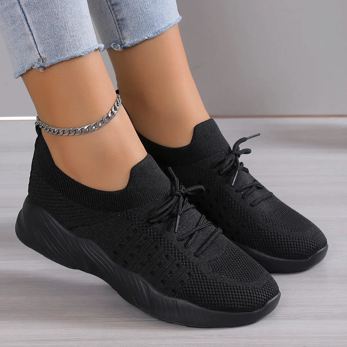 Lace Up Knit Mesh Breathable Casual Sneaker