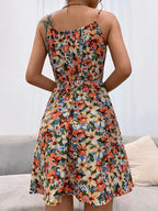 Floral Halter Neck Elasticated Waist A Line Sundress