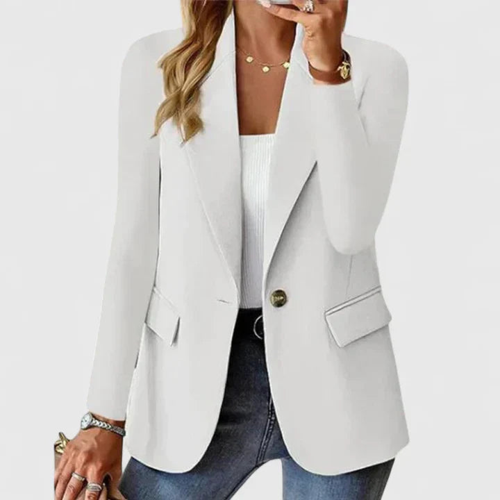 Single Button Notch Lapel Long Sleeve Fitted Blazer