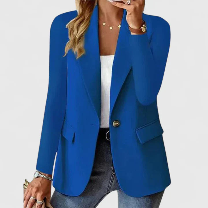 Single Button Notch Lapel Long Sleeve Fitted Blazer