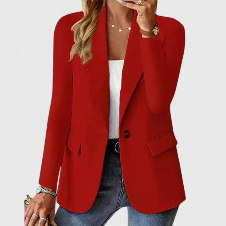 Single Button Notch Lapel Long Sleeve Fitted Blazer