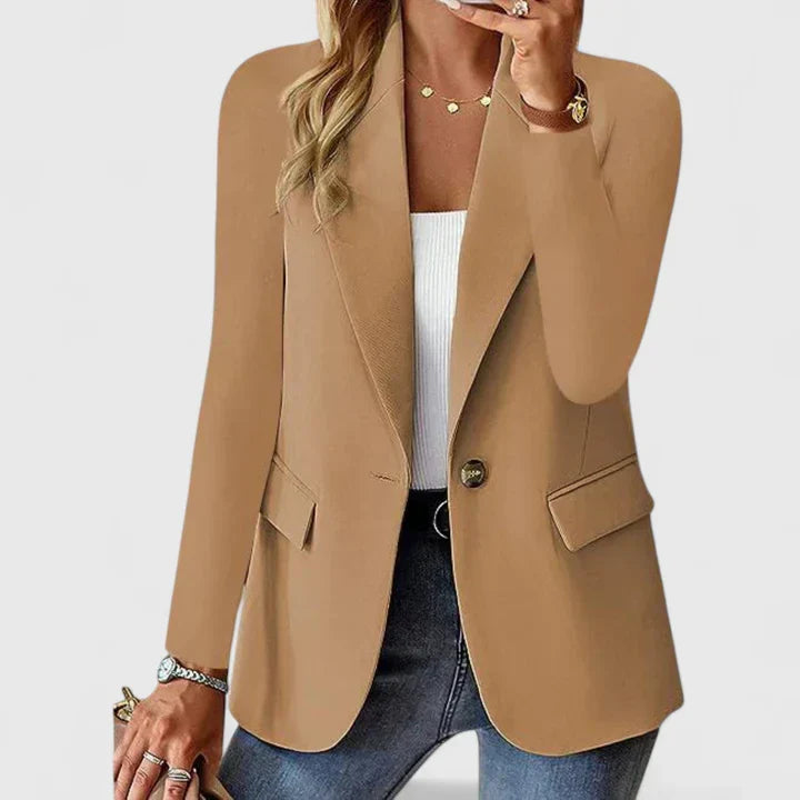 Single Button Notch Lapel Long Sleeve Fitted Blazer