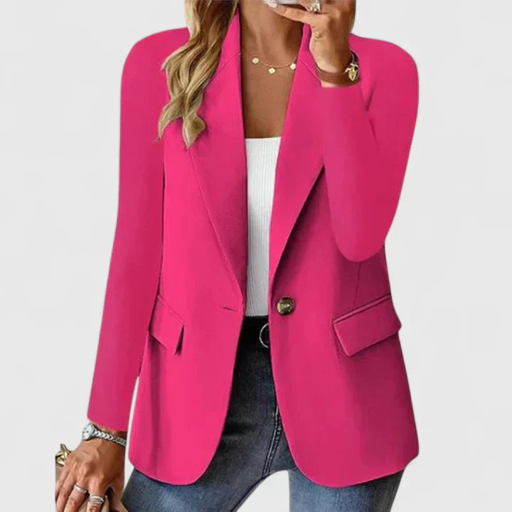 Single Button Notch Lapel Long Sleeve Fitted Blazer