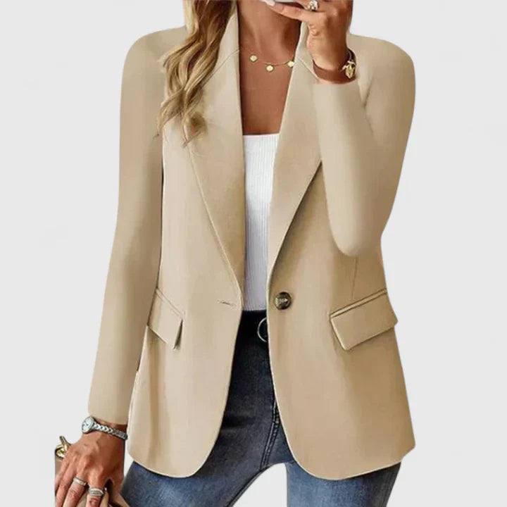 Single Button Notch Lapel Long Sleeve Fitted Blazer