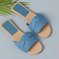 Woven Knot Strap Square Toe Flat Slide Sandal