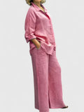 Oversized Linen Shirt Wide Leg Trouser Two Piece Set