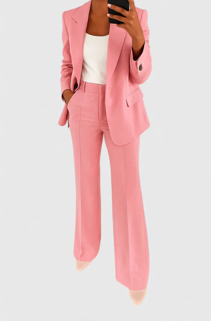 Tailored Single Button Blazer Trouser Two Piece Suit Set