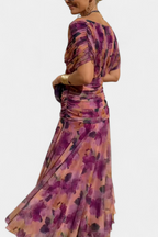 Ruched Off Shoulder Maxi Dress - Formal Evening Gown