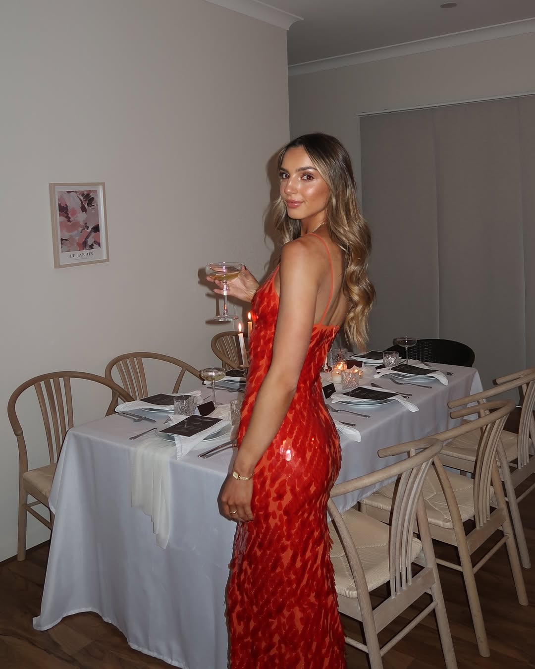 Red Sequin Backless Homecoming Dress