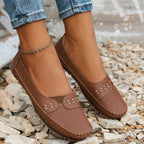 Perforated Stitch Detail Cushioned Slip On Ballet Sandal