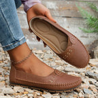 Perforated Stitch Detail Cushioned Slip On Ballet Sandal