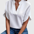 Satin V-Neck Batwing Sleeve Elegant Dressy Blouse