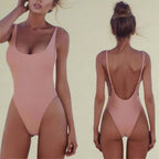 High Cut Scoop Neck Minimal One Piece Swimsuit