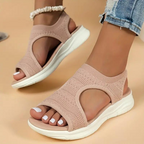 Breathable Knit Cut Out Slip On Flatform Sandal