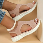 Breathable Knit Cut Out Slip On Flatform Sandal