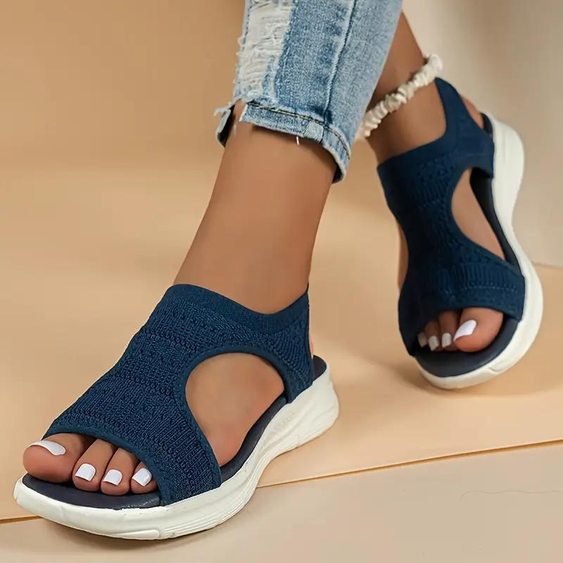Breathable Knit Cut Out Slip On Flatform Sandal