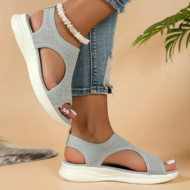 Breathable Knit Cut Out Slip On Flatform Sandal