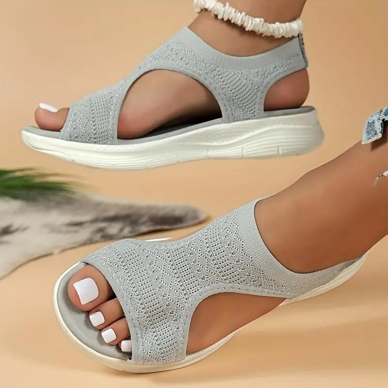 Breathable Knit Cut Out Slip On Flatform Sandal