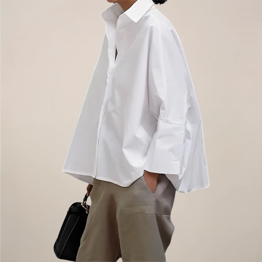 Oversized Batwing Sleeve Cotton Casual Shirt Blouse